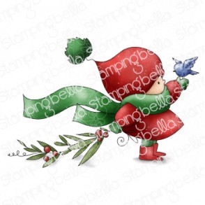 BUNDLE GIRL WITH A WINTER BRANCH RUBBER STAMP